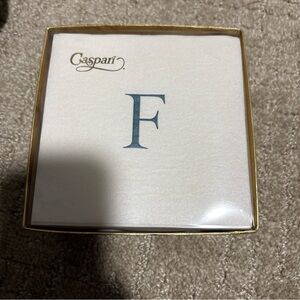 Caspari White Pearl Paper Line  Napkin Box Cocktail Airlaid Initial F 30 Ea
